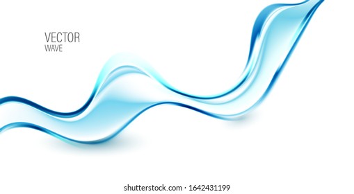 
Blue abstract smoke or water wave stream on a white background.