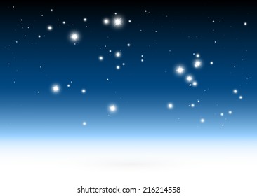 Blue abstract snowing vector background template  - Virtual 3D blue snowing space background illustration