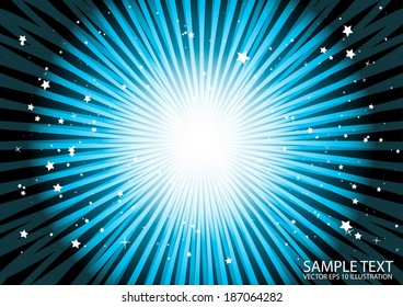 Blue abstract space star burst illustration - Blue space  supernova design template