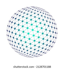 Blue abstract Spherical Tesseract Shape Isolated or circle or 3d globe  halftone effect vector for geometric background and logo and icon