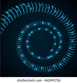 Blue abstract spiral with lights