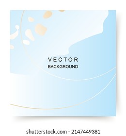 Blue abstract square background with golden shapes and texture. Trendy vector template suitable for social media post, greeting card, mobile app, online advertising, invitation