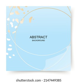Blue abstract square background with golden shapes and texture. Trendy vector template suitable for social media post, greeting card, mobile app, online advertising, invitation