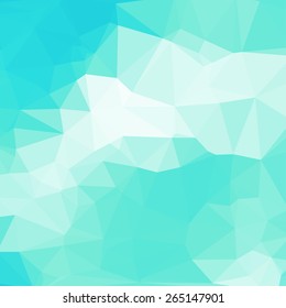 Blue abstract square geometric background consisting of colored triangles.