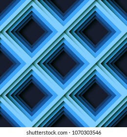 Blue abstract square geometric shape seamless pattern background.Vector illustration.