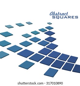 Blue abstract squares isolated on white background. Graphic vector pattern