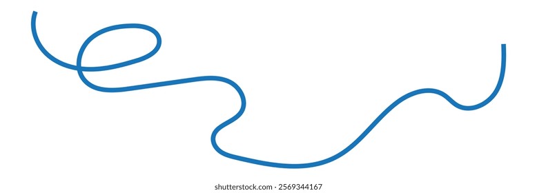  blue Abstract Squiggle wavy thin line. Squiggle Line Element banner. Vector illustration.