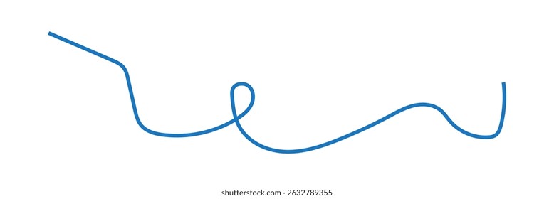  linha fina azul Abstract Squiggle wavy. Banner do Elemento de Linha Rabisco. Ilustração vetorial