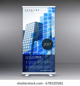 blue abstract standee template design