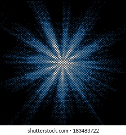 Blue abstract star design element illustration. Fireworks star in dark background. Blue lights 