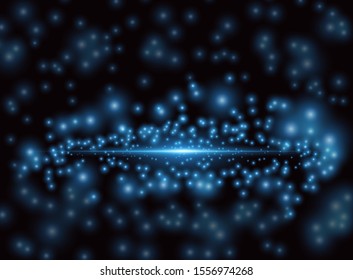 Blue abstract Stardust. Cosmic explosion, flash, in the sky . Vector illustration.