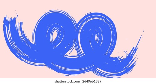 Blue abstract stipple background, vertical brush strokes. Hand drawn geometric graffiti bg. Banner with bold spiral brushstrokes. Vector doodle lines with scattered dots. Trendy stipple sand effect.