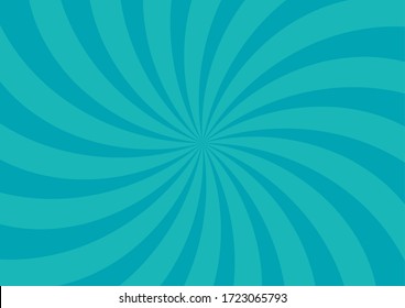 Blue abstract striped background. Pop art background. Spiral background. Swirling background.