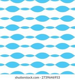 Blue abstract striped vector seamless pattern. Horizontal ovals of varying sizes create an endless summer background. Nautical azure print for fabric and wallpaper. Boyish children's ornament.