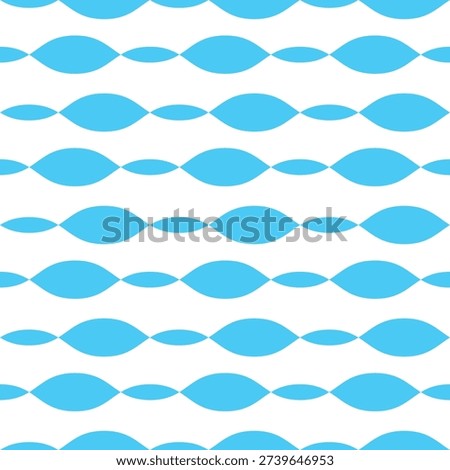 Blue abstract striped vector seamless pattern. Horizontal ovals of varying sizes create an endless summer background. Nautical azure print for fabric and wallpaper. Boyish children's ornament.