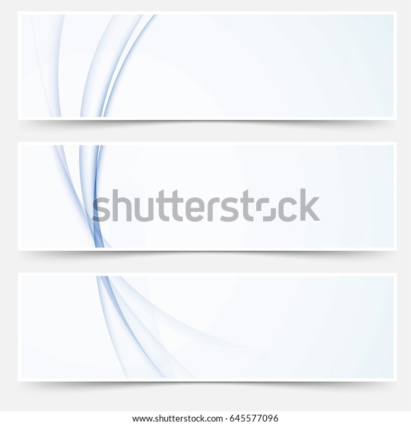 Blue abstract\
swoosh wave line web headers collection. Halftone graphic shadow\
cards set. Vector\
illustration