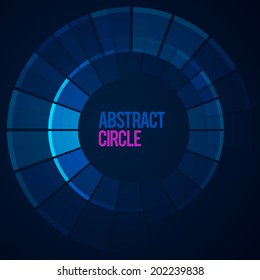 Blue abstract tech circles background. Vector illustration.