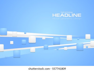 Blue abstract tech minimal geometric background. Vector corporate design