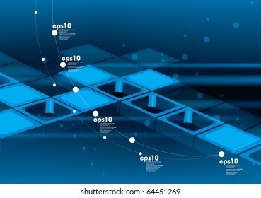 Blue abstract technical background - vector illustration