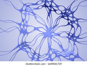 Blue abstract techno background with lines in waves grid. Sci-fi future science theme. Cyberspace or molecular structure concept. Grid texture. Connected lines vector technology dynamic background.