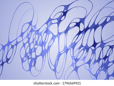 Blue abstract techno background with lines in waves grid. Sci-fi future science theme. Cyberspace or molecular structure concept. Grid texture. Connected lines vector technology dynamic background.