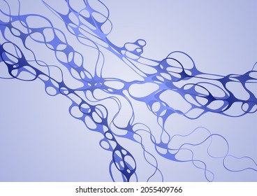 Blue abstract techno background with lines in waves grid. Sci-fi future science theme. Cyberspace or molecular structure concept. Grid texture. Connected lines vector technology dynamic background.