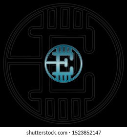 Blue abstract techno letter E logo icon design concept for technology business, digital currency, virtual money  or more business initial identity.