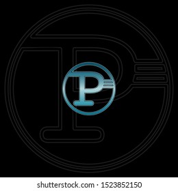 Blue abstract techno letter P logo icon design concept for technology business, digital currency, virtual money  or more business initial identity.