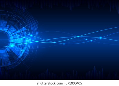Blue abstract technological background with various technological elements. Vector