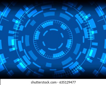 Blue abstract technological background with various technological elements. Vector