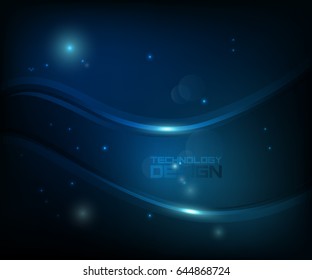 Blue abstract technology background. Beautiful blue smoke wave. Abstract color waves. Curve flow motion illustration. Smoke lines for design and print.