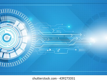Blue abstract technology background with circle and geometric concept vector design