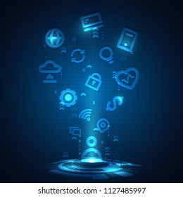 Blue Abstract Technology Background. Communication Concept. Vector Illustration Design.