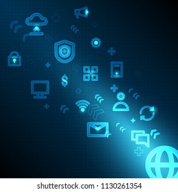 Blue Abstract Technology Background. Communication Concept. Vector Illustration Design.