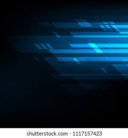 Blue Abstract Technology Background. Digital lighting speed Concept. Vector Illustration Design.