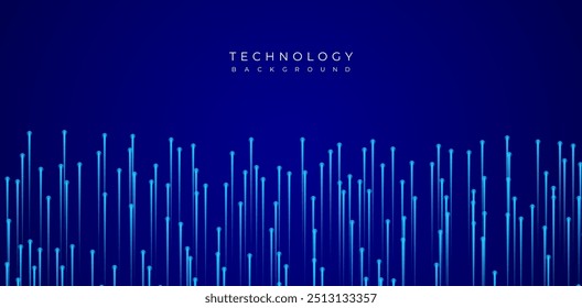  blue abstract technology background blue technology or digital theme vector background with glowing lines or neon data moving digital data and artificial neon background illustration fiber optics