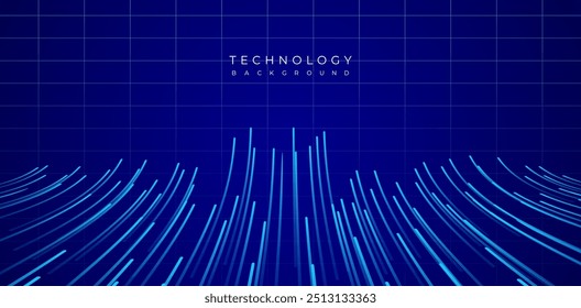  fundo azul abstrato tecnologia azul ou fundo vetorial tema digital com linhas brilhantes ou dados de néon movendo dados digitais e néon artificial ilustração fundo fibra óptica