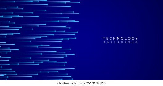 blue abstract technology background blue technology or digital theme vector background with glowing lines or neon data moving digital data and artificial neon background illustration fiber optics