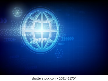 blue abstract technology background earth icon arrow pattern 