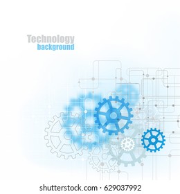 Blue abstract technology background with blue gears on a light background.Vector eps10
