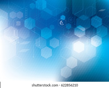 Blue abstrakte Technologie, Hintergrund mit Hexagonen auf Vektorgrafik