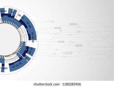 Blue abstract technology background with various elements, stock vector