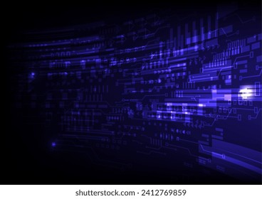 Blue abstract technology background with various elements, abstract hi speed digital internet and curve motion move blur.