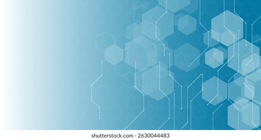 Blue abstract technology background vector with hexagons. vector illustration