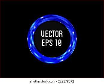 Blue abstract technology button with metal texture - For web user interfaces and applications.