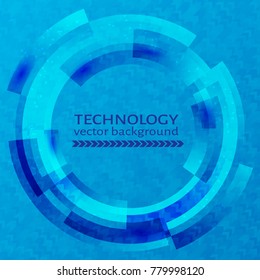 Blue abstract technology circle background. Mechanical background. Design template for your projects. Vector illustration.