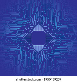 Blue abstract technology Circuit board background. Vector illustration of the motherboard.