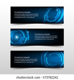 Blue abstract technology corporate business banner template, horizontal advertising business banner layout template flat design set , clean abstract cover header background for website design