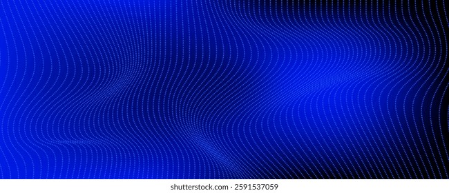 Blue abstract technology data wavy lines in holographic style. vector illustration