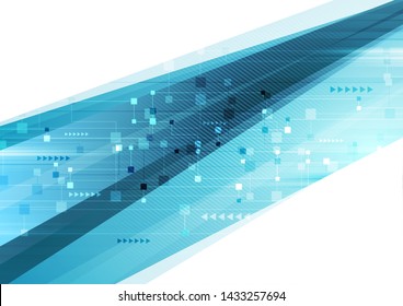 Blue abstract technology futuristic background with circuit board lines. Vector template design